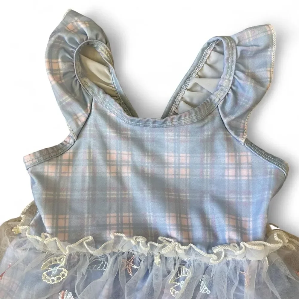 Japanese Girls One-Piece Swimsuit with Tulle Skirt Size 100cm (4T)